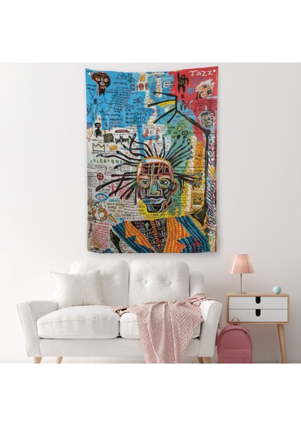 Jean Michel Basquiat Jazz King Duvar Örtüsü- Halısı, Tapestry -4964
