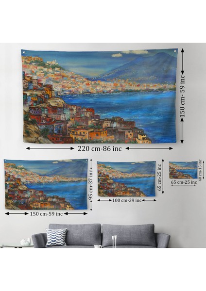 Napoli Manzarası Yağlıboya Görünüm Dekoratif Kanvas Duvar Örtüsü-Halısı-3435 modelleri