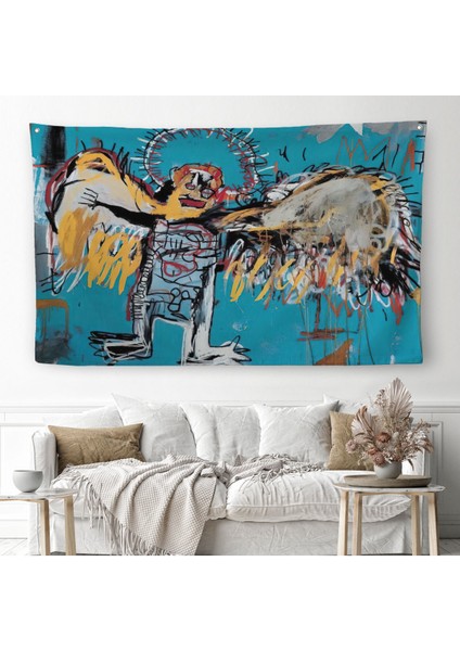 Jean Michel Basquiat'In Düşmüş Melek Eseri Kanvas Duvar Örtüsü-Halısı-5000