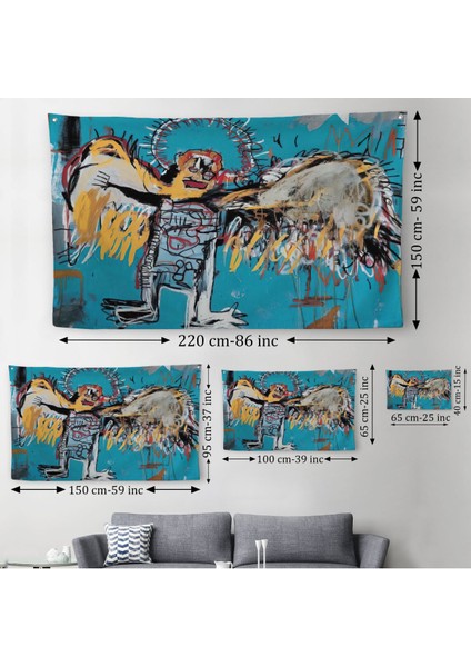Jean Michel Basquiat'In Düşmüş Melek Eseri Kanvas Duvar Örtüsü-Halısı-5000 modelleri