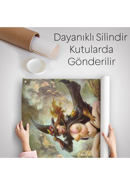 Cadı Süpürgeye Biniyor, Cadılar Bayramı Gotik Sanatı, Duvar Örtüsü - Halısı-5288 indirimleri