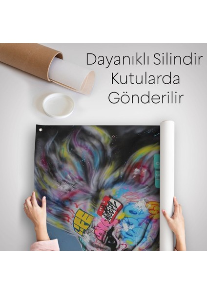 Renkli Kükreyen Aslan Duvar Örtüsü - Halısı, Pop Art, Sokak Sanatı-5316 indirimleri