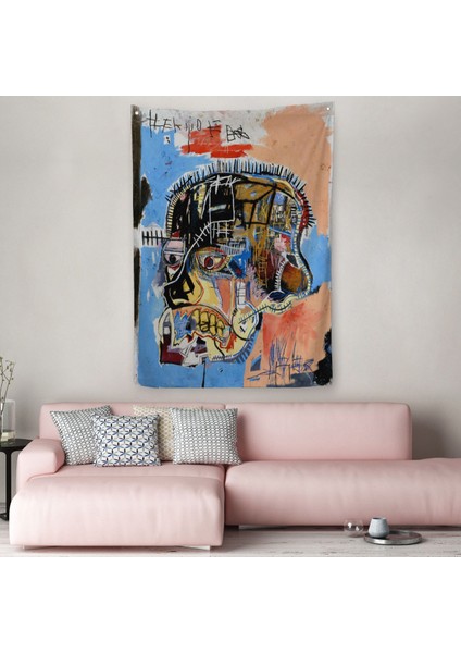 Jean Michel Basquiat,İsimsiz Kafatası 1981 Sergi Duvar Örttüsü - Halısı -4978