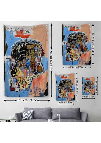 Jean Michel Basquiat,İsimsiz Kafatası 1981 Sergi Duvar Örttüsü - Halısı -4978