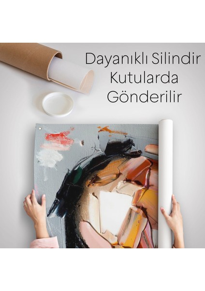 Fırça Darbesi Insan Yüzü Duvar Örtüsü - Halısı, Soyut Kadın Yüzü Portresi -5210