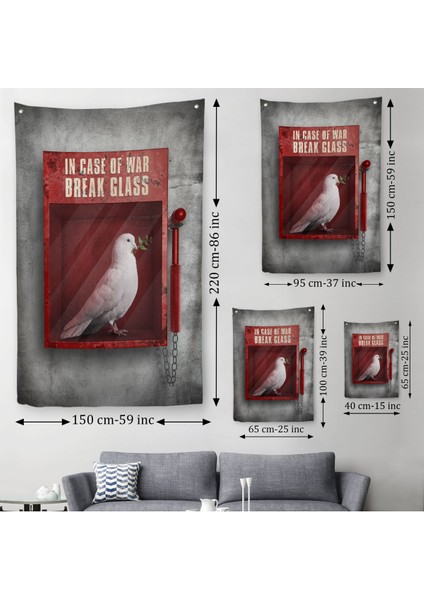 Savaş Durumunda Camı Kır Güvercin Duvar Örtüsü - Halısı-5258 modelleri