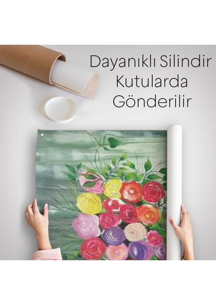 Çiçek Başlı Kadın Portresi Yağlıboya Görünüm Dekoratif Duvar Örtüsü-Halısı-6394 indirimleri