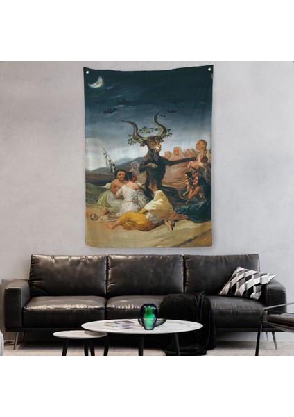 Cadılar Bayramı, Francisco Goya Cadılık Meclisi Sanatı Duvar Örtüsü - Halısı-5270