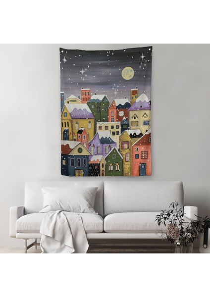 Londrada Kış Gecesi Dekoaratif Duvar Örtüsü - Halısı-6145