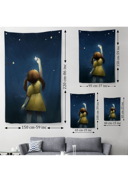 Yıldıza Ulaşan Kız Çocoğu Duvar Örtüsü - Halısı-5994 fırsatları
