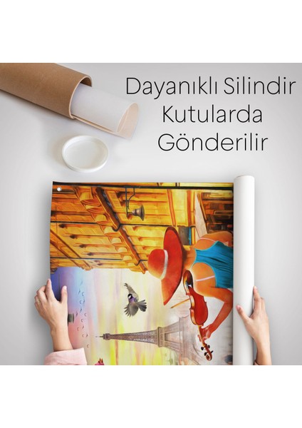 Paris De Etfel Kulesine Karşı Keman Çalan Kız Duvar Örtüsü - Halısı-6006 indirimleri