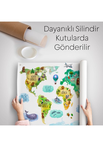 Eğitici Dünya Haritası Dünya Atlası Çocuk Ve Bebek Odası Duvar Örtüsü-Halısı 3807 indirimleri