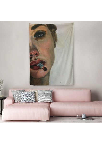Sigara Içen Bitgin Kadın Duvar Örtüsü - Halısı-6019