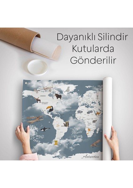 Eğitici Dünya Haritası Dünya Atlası Çocuk Ve Bebek Odası Duvar Örtüsü-Halısı 3818 indirimleri