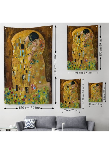 Gustav Klimt'İn The Kiss Isimli Eseri Duvar Örtüsü - Halısı-5128