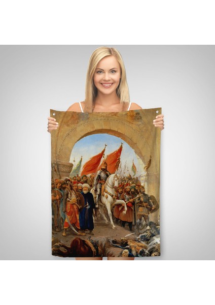 Fatih Sultan Mehmet Istanbul'A Girişi Duvar Örtüsü-Halısı - Fausto Zonaro -6439 fiyatları