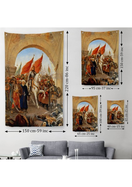 Fatih Sultan Mehmet Istanbul'A Girişi Duvar Örtüsü-Halısı - Fausto Zonaro -6439 modelleri