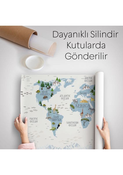 Eğitici Dünya Haritası Dünya Atlası Çocuk Ve Bebek Odası Duvar Örtüsü-Halısı 3815 indirimleri