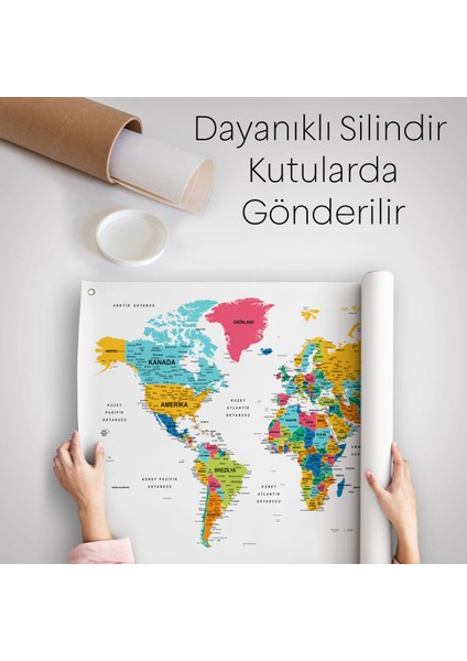 Türkçe Eğitici Ülke Ve Başkent Detaylı Atlası Dünya Haritası Duvar Örtüsü-Halısı 3851 indirimleri