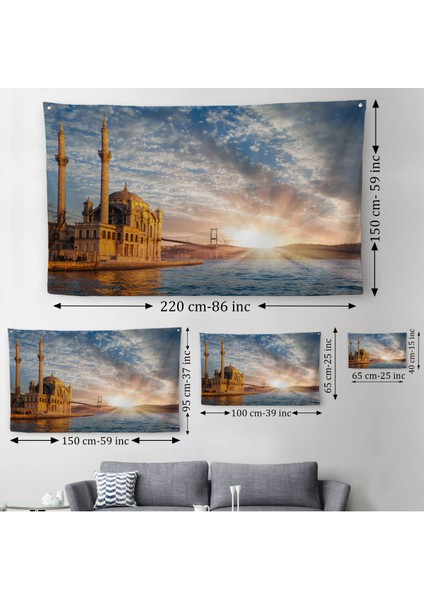 Ortaköy Camii Ve Boğaziçi Köprüsü Manzarası Dekoratif Kanvas Duvar Örtüsü-Halısı-6504 modelleri