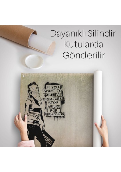 Banksy, Büyük Işler Yapmak Istiyorsanız Izin Istemeyi Bırakın Yazan Duvar Örtüsü-Halısı-5003
