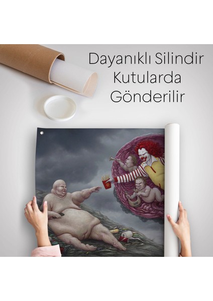 Tanrının Eli Temalı Dönemin Kapitalizmini Vurgulayan Kanvas Duvar Örtüsü-Halısı-5090 indirimleri
