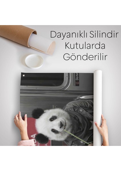 Gerçek Metroda Panda Başlı Insan Duvar Örtüsü - Halısı-5228