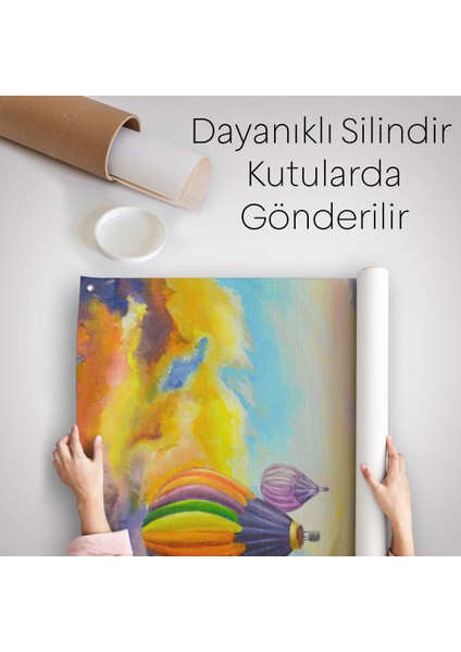 Lavanta Bahçesi Üzerinde Uçan Hava Balonu Yağlıboya Görünüm Duvar Örtüsü - Halısı-5940 indirimleri