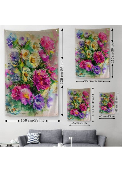 Renkli Çiçekler Duvar Örtüsü - Halısı-5993 modelleri