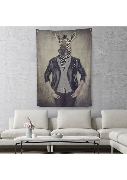 Zebra Kafalı Insan Duvar Örtüsü - Halısı -4982