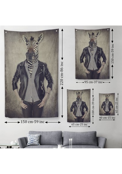 Zebra Kafalı Insan Duvar Örtüsü - Halısı -4982