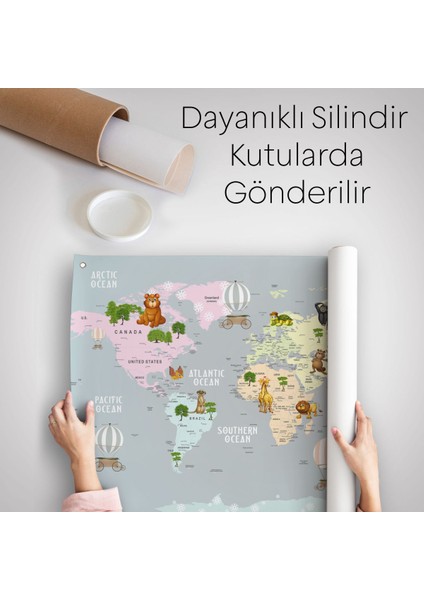 Eğitici Dünya Haritası Dünya Atlası Çocuk Ve Bebek Odası Duvar Örtüsü-Halısı 3816 indirimleri