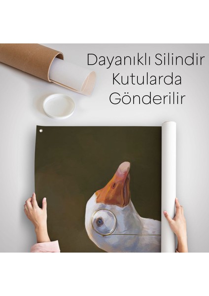 Gözlüklü Insan Vücutlu Kaz Pop Art Duvar Örtüsü - Halısı-5245