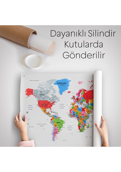 Eğitici Ülke Ve Başkent Detaylı Dekoratif Dünya Haritası Sticker 3853 indirimleri