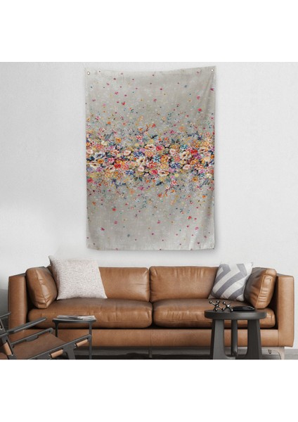 Renkli Çiçekler Duvar Örtüsü-Halısı - Halısı-6085