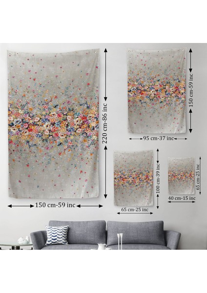 Renkli Çiçekler Duvar Örtüsü-Halısı - Halısı-6085 modelleri