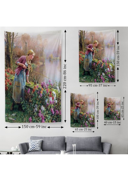 Akarsu Kenarındakı Rus Köylü Kızı Dekoratif Duvar Örtüsü - Halısı-6165 modelleri
