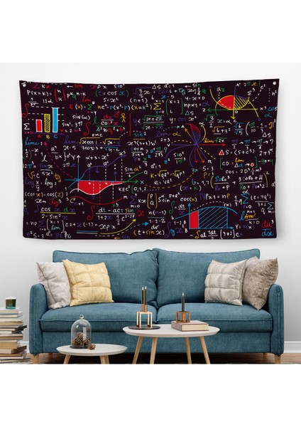 Matemetik Formullerinin Olduğu Kanvas Duvar Örtüsü-Halısı / Öğretmen, Öğrenci Hedıyesı-5085