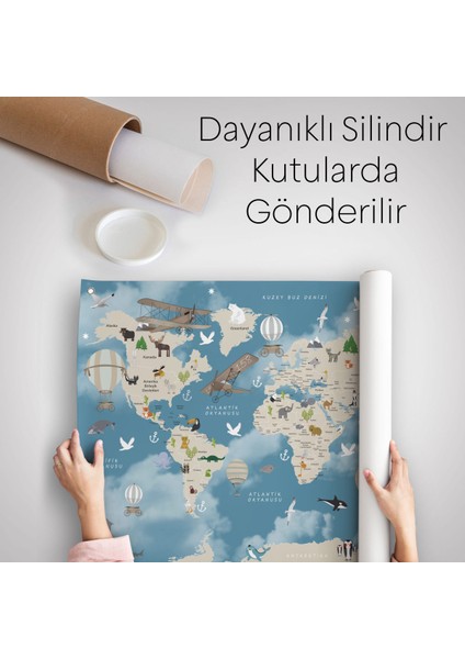 Eğitici Dünya Haritası Dünya Atlası Çocuk Ve Bebek Odası Duvar Örtüsü-Halısı 3827 indirimleri