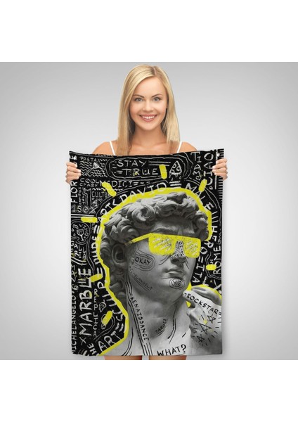 Michelangelo Buonarroti Davud Pop Art Duvar Örtüsü-Halısı-6376