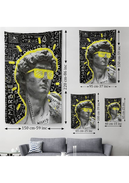 Michelangelo Buonarroti Davud Pop Art Duvar Örtüsü-Halısı-6376