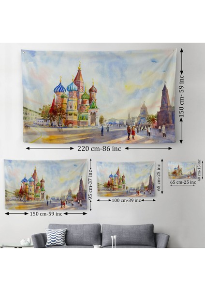 Kremlin Ve Kızıl Meydan Aziz Basil Katedrali Moskova Duvar Örtüsü-Halısı-3559 modelleri