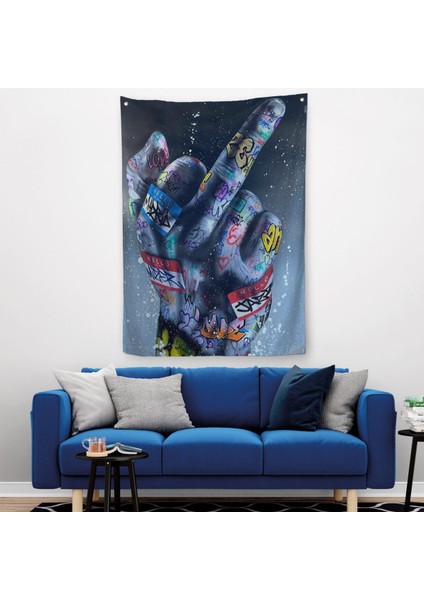 El Hareketi Hip Hop Posteri, Orta Parmak Hareketi Sokak Sanatı, Duvar Örtüsü - Halısı-5315
