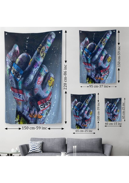 El Hareketi Hip Hop Posteri, Orta Parmak Hareketi Sokak Sanatı, Duvar Örtüsü - Halısı-5315 modelleri