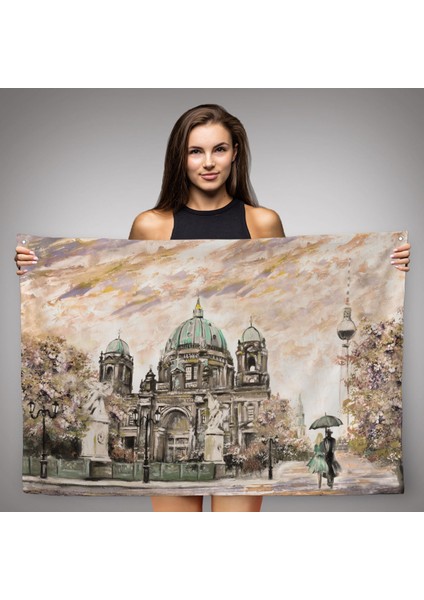 Berlin Sephora Katedrali Yağlıboya Görünüm Dekoratif Kanvas Duvar Örtüsü-Halısı-3501 fiyatları