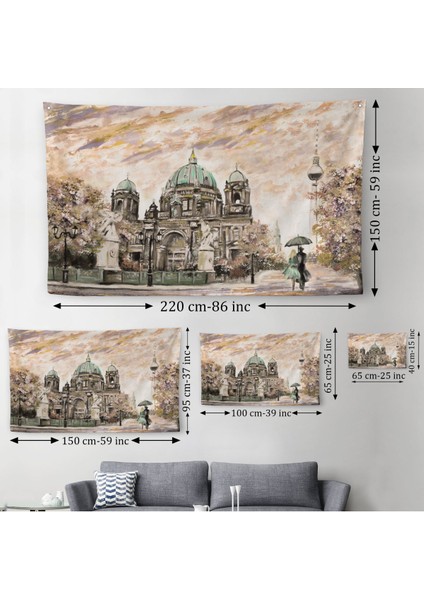 Berlin Sephora Katedrali Yağlıboya Görünüm Dekoratif Kanvas Duvar Örtüsü-Halısı-3501 modelleri