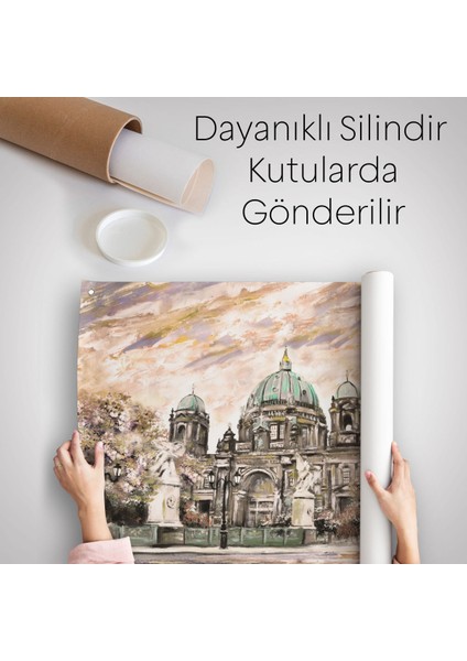 Berlin Sephora Katedrali Yağlıboya Görünüm Dekoratif Kanvas Duvar Örtüsü-Halısı-3501 indirimleri