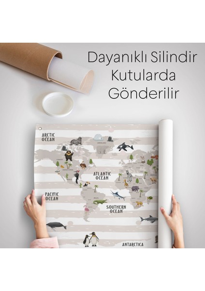 Eğitici Dünya Haritası Dünya Atlası Çocuk Ve Bebek Odası Duvar Örtüsü-Halısı 3803 indirimleri