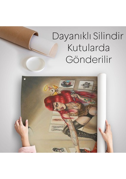 Şeytanı Yakalayan Dövmeci Kız Duvar Örtüsü - Halısı indirimleri
