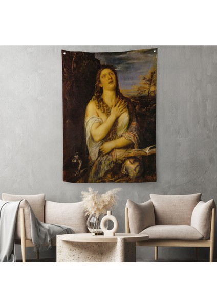 Titian Tiziano Vecellio'Un 'Tövbe Eden Magdalene' Eseri Duvar Örtüsü - Halısı-5125